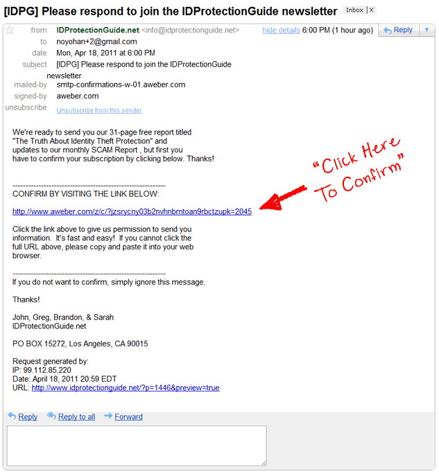 You’re Almost Done – Confirm Your Email – IDProtectionGuide.net